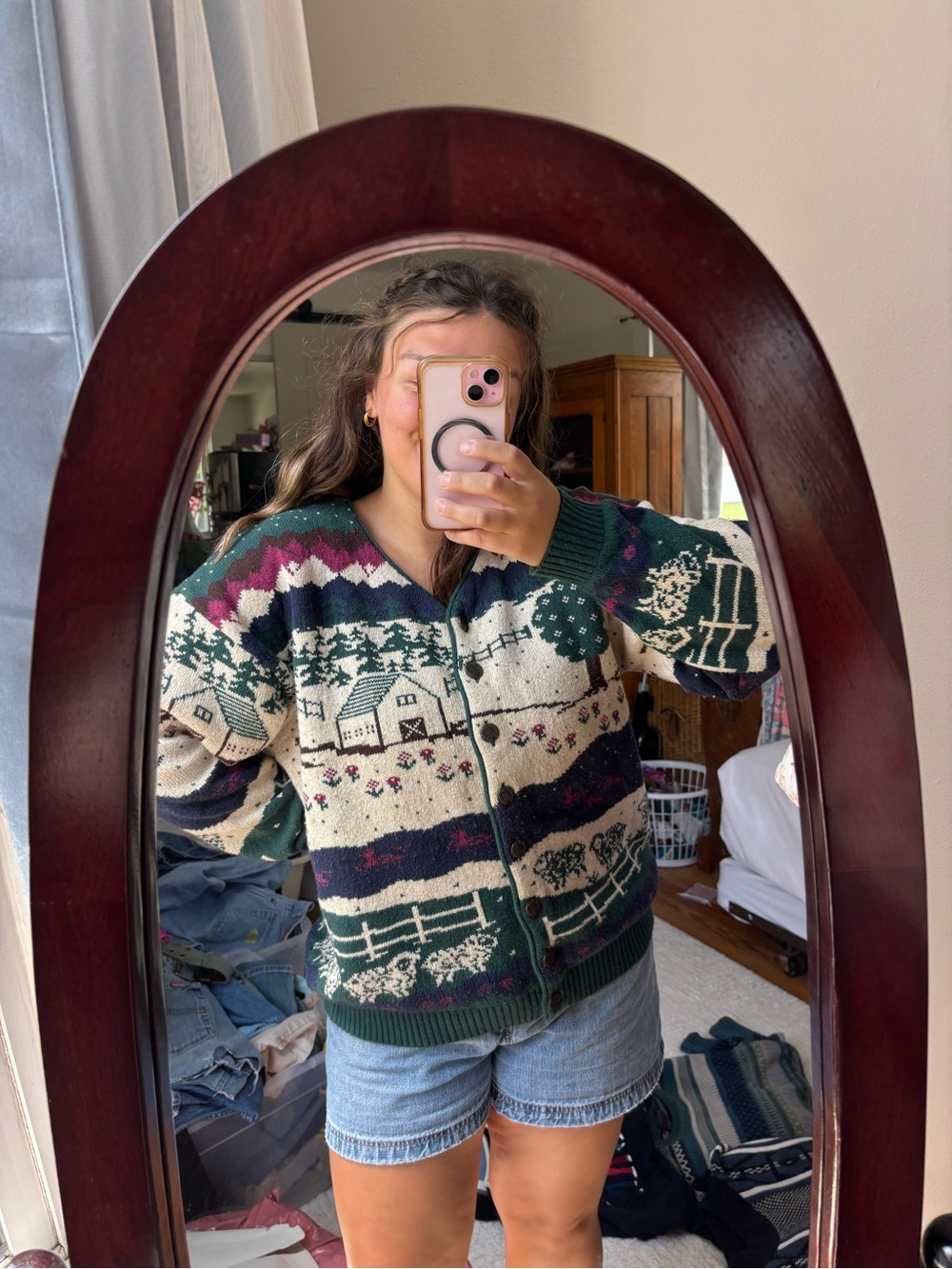 Cozy Cottage Fair Isle Button-Up Cardigan Sweater